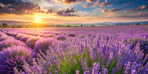 Fototapeta premium A gentle breeze rustling lavender fields on a warm summer afternoon, flowers, nature, flowers, nature