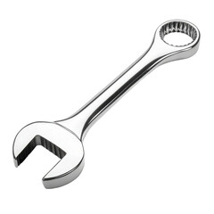 Chrome open end wrench isolated transparent background professional repair tool shiny metal hardware