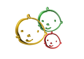 buzie, dzieci, rysunek, ilustracja, 3d, symbol,