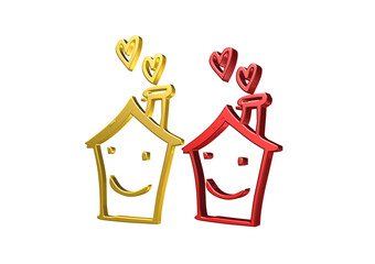 dom, budynki, rysunek, ilustracja, 3d, symbol, projekt © Marek