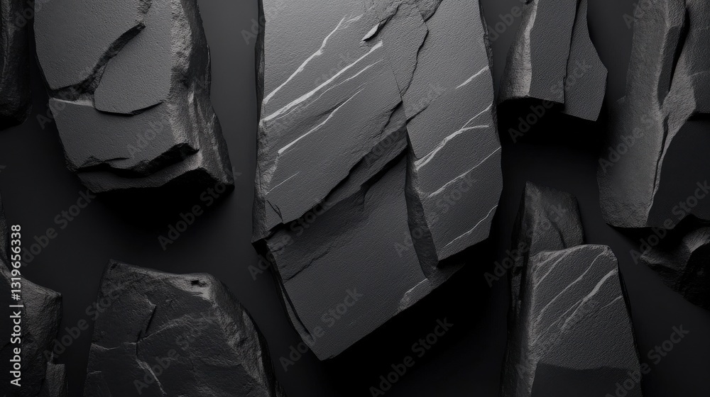 Poster a close up of a pile of rocks with a dark color