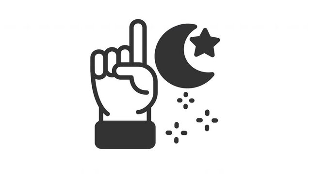 Animated tauhid with hand and islamic sign symbol. Suitable for hajj, ramadan, muslim, ramadan, islam, mubarak, kareem, religion, celebration, fasting, culture, religious, moslem and eid mubarak