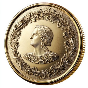 Spinning 3D golden dollar coin with intricate engravings