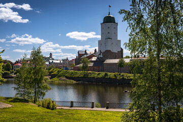 Vyborg Castle with St. Olaf's Tower in Vyborg on a clear summer day