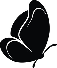 One Side Butterfly Silhouette  Icon on White Background
