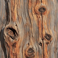 Fototapeta premium Close-up of weathered wood texture with knots and grain.