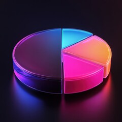 Vibrant floating 3D pie chart with glossy finish
