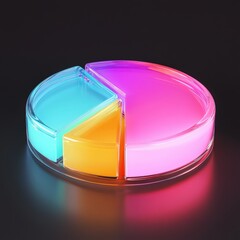 Vibrant floating 3D pie chart with glossy finish