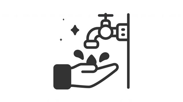 Animated wudhu with hand and faucet sign symbol. Suitable for hajj, ramadan, muslim, ramadan, islam, mubarak, kareem, religion, celebration, fasting, culture, religious, moslem and eid mubarak