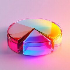 Vibrant floating 3D pie chart with glossy finish