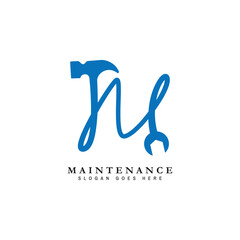 Letter M House Maintenance Logo. Alphabet M Building Construction Icon