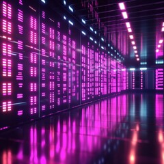 3D stock ticker with scrolling neon glow numbers