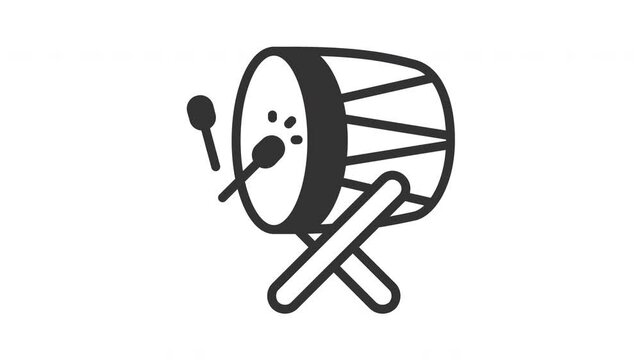 Animated drum with bedug sign symbol. Suitable for hajj, ramadan, muslim, ramadan, islam, mubarak, kareem, religion, celebration, fasting, culture, religious, moslem and eid mubarak