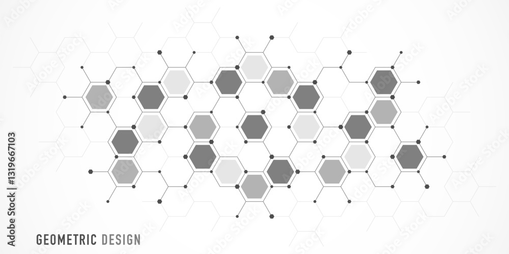 Poster Graphic design element with abstract geometric background of simple hexagon pattern