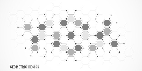 Graphic design element with abstract geometric background of simple hexagon pattern