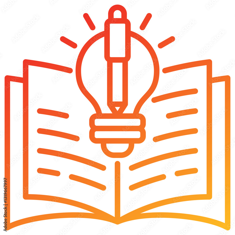 Poster learning line gradient icon