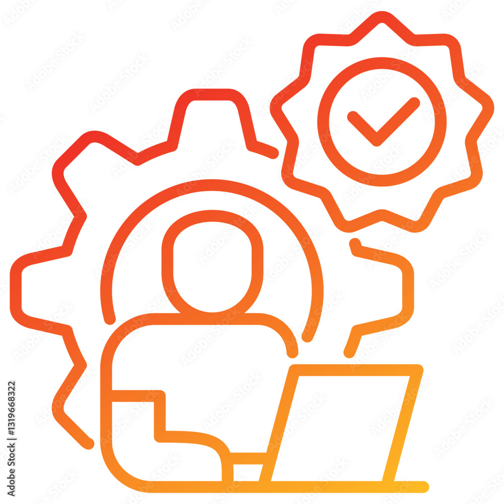 Poster work quality line gradient icon