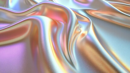 Fototapeta premium Iridescent fabric draping elegantly, showcasing vibrant colors and smooth texture