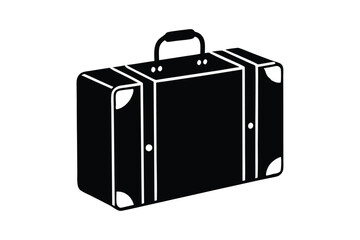 Silhouette of a suitcase with a handle vector art illustration.eps