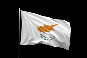 Flag of Cyprus Waving Against a Black Background