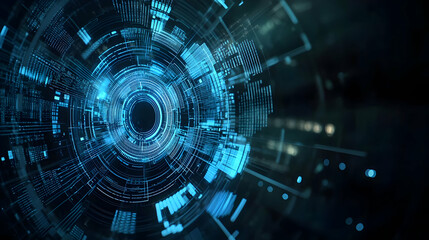 Obraz premium Abstract Futuristic Blue Digital Data Stream Visualization Technology Background