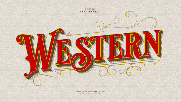 Western text victorian style, editable text effect vintage