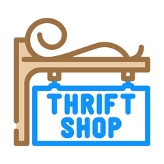 secondhand store sign thrift driven fashion color icon vector illustration