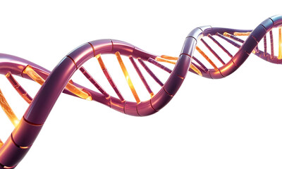 A glowing DNA strand with a futuristic, high-tech design, representing genetic research