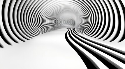 Abstract Black and White Tunnel: A Vortex of Design