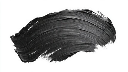 Black Glitter Paint Swirl on White Background