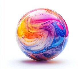 Colorful abstract sphere with swirling paint texture.