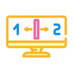 monitor split screen hybrid work color icon vector illustration
