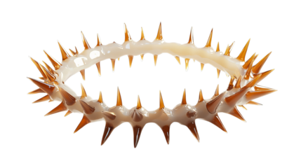 Png of A striking crown made of sharp, glossy spikes in warm tones, symbolizing boldness and uniqueness on transparent background.