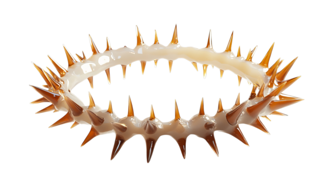 Png of A striking crown made of sharp, glossy spikes in warm tones, symbolizing boldness and uniqueness on transparent background.