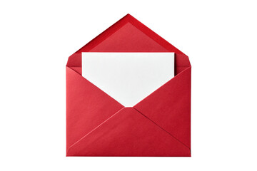 studio shot red envelope white card minimalist stationery design isolated on white backgrounf