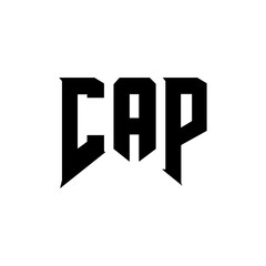 CAP letter logo design for technology company. CAP logo design black and white color combination. CAP logo, CAP vector, CAP design, CAP icon, CAP alphabet. CAP typography logo design.