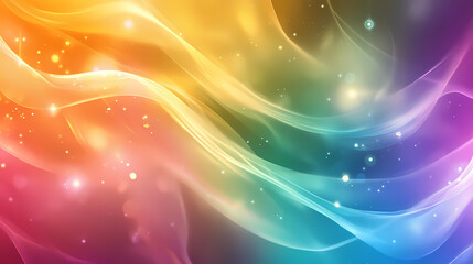 Obraz premium A mesmerizing background featuring flowing holographic textures with soft rainbow gradients and a glossy sheen. Holographic Sheen. Illustration