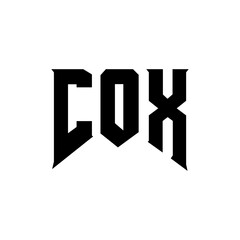 COX letter logo design for technology company. COX logo design black and white color combination. COX logo, COX vector, COX design, COX icon, COX alphabet. COX typography logo design.