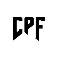 CPF letter logo design for technology company. CPF logo design black and white color combination. CPF logo, CPF vector, CPF design, CPF icon, CPF alphabet. CPF typography logo design.