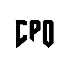 CPO letter logo design for technology company. CPO logo design black and white color combination. CPO logo, CPO vector, CPO design, CPO icon, CPO alphabet. CPO typography logo design.