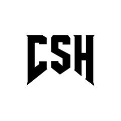 CSH letter logo design for technology company. CSH logo design black and white color combination. CSH logo, CSH vector, CSH design, CSH icon, CSH alphabet. CSH typography logo design.