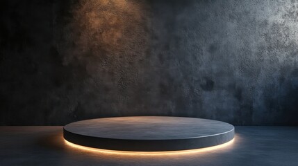 a round concrete platform with a light coming from the top