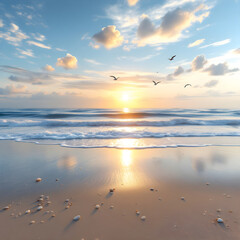 a tranquil morning beach