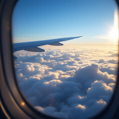 Obraz premium From the airplane window, the sky is peaceful