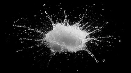 Dynamic water splash against black background captured in mid-air