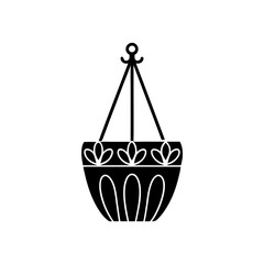 creative details hanging flower pot icon vector Illustration