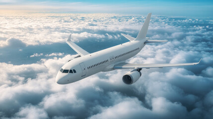 Fototapeta premium A white aeroplane soaring over a cloud 