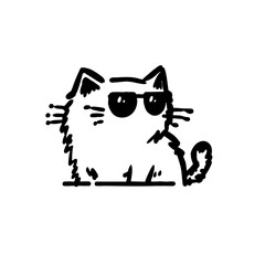 Cool pixel art cat with sunglasses, retro 8-bit style illustration