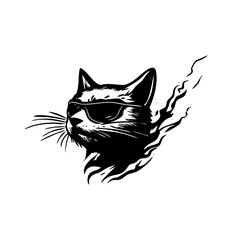 Cool cat with sunglasses, stylish hand-drawn illustration