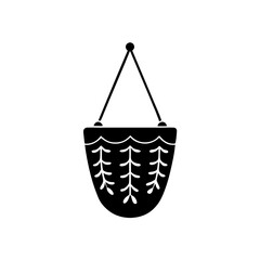 creative details hanging flower pot icon vector Illustration